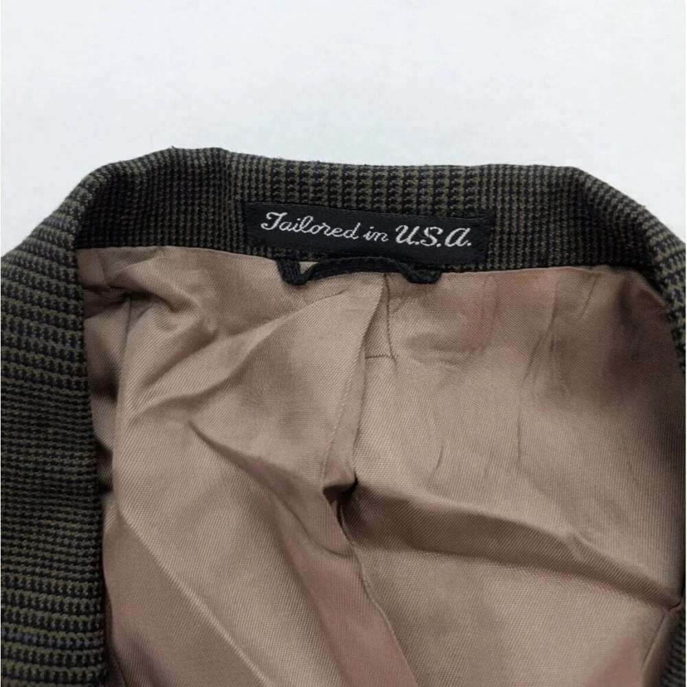 Daks London Vintage Men's Blazer Jacket Sport Coat Size 40L Brown Plaid